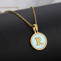 Titanium Steel 18K Gold Plated Simple Style Plating Inlaid Shell Letter Necklace sku image 44