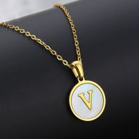 Simple Style Round Letter Titanium Steel Plating Necklace sku image 16