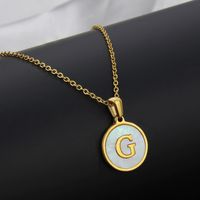 Titanium Steel 18K Gold Plated Simple Style Plating Inlaid Shell Letter Necklace sku image 28