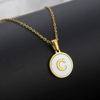 Titanium Steel 18K Gold Plated Simple Style Plating Inlaid Shell Letter Necklace sku image 26