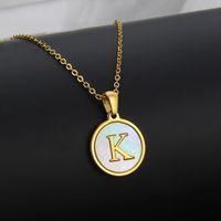 Titanium Steel 18K Gold Plated Simple Style Plating Inlaid Shell Letter Necklace sku image 9