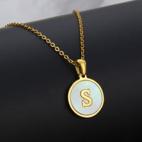 Titanium Steel 18K Gold Plated Simple Style Plating Inlaid Shell Letter Necklace sku image 45