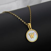 Titanium Steel 18K Gold Plated Simple Style Plating Inlaid Shell Letter Necklace sku image 24