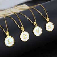 Simple Style Round Letter Titanium Steel Plating Necklace main image 1