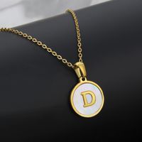 Titanium Steel 18K Gold Plated Simple Style Plating Inlaid Shell Letter Necklace sku image 30