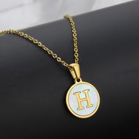 Titanium Steel 18K Gold Plated Simple Style Plating Inlaid Shell Letter Necklace sku image 38