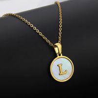 Titanium Steel 18K Gold Plated Simple Style Plating Inlaid Shell Letter Necklace sku image 7