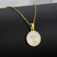 Titan Stahl 18 Karat Vergoldet Einfacher Stil Überzug Eingelegte Schale Brief Halskette sku image 46