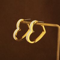 Sweet Heart Shape Copper Ear Studs Enamel Plating Copper Earrings sku image 1