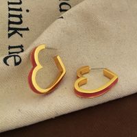 Süss Herzform Kupfer Ohrstecker Emaille Überzug Kupfer Ohrringe sku image 2