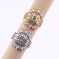 Luxurious Geometric Copper Open Ring Inlay Zircon Copper Rings main image 6