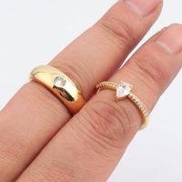 Simple Style Round Copper Open Ring Plating Zircon Copper Rings main image 5