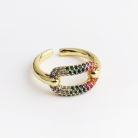 Fashion O-shape Copper Open Ring Plating Zircon Copper Rings sku image 1