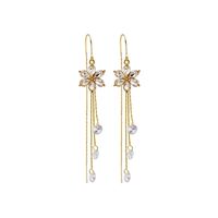 Style De Fée Fleur Le Cuivre Des Boucles D'oreilles Incruster Zircon Boucles D'oreilles En Cuivre main image 5