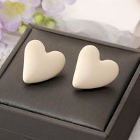 Wholesale Jewelry 1 Pair Cute Heart Shape Alloy Resin Ear Studs sku image 3