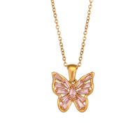 Fashion Butterfly Stainless Steel Necklace Plating Inlay Zircon Stainless Steel Necklaces sku image 1