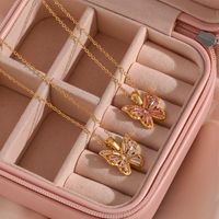Fashion Butterfly Stainless Steel Necklace Plating Inlay Zircon Stainless Steel Necklaces main image 1