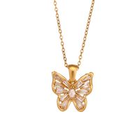 Fashion Butterfly Stainless Steel Necklace Plating Inlay Zircon Stainless Steel Necklaces main image 4