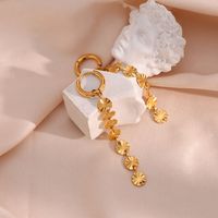 Fashion Snowflake Tassel Stainless Steel Gold Plated Drop Earrings main image 3