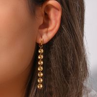 Fashion Snowflake Tassel Stainless Steel Gold Plated Drop Earrings main image 2