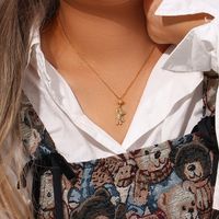 Sweet Sun Bear Stainless Steel Plating Inlay Zircon Gold Plated Necklace main image 2