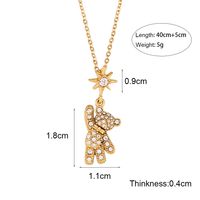 Sweet Sun Bear Stainless Steel Plating Inlay Zircon Gold Plated Necklace main image 4