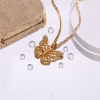 Fashion Butterfly Stainless Steel Necklace Plating Inlay Zircon Stainless Steel Necklaces main image 5