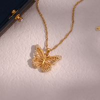 Fashion Butterfly Stainless Steel Necklace Plating Inlay Zircon Stainless Steel Necklaces main image 6
