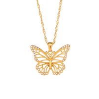Fashion Butterfly Stainless Steel Necklace Plating Inlay Zircon Stainless Steel Necklaces main image 2