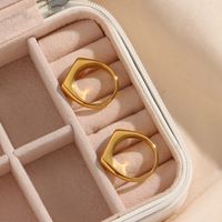 Fashion Rectangle Stainless Steel Plating Shell Gold Plated Rings main image 3
