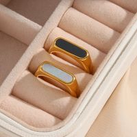 Fashion Rectangle Stainless Steel Plating Shell Gold Plated Rings main image 1