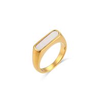 Fashion Rectangle Stainless Steel Plating Shell Gold Plated Rings main image 5