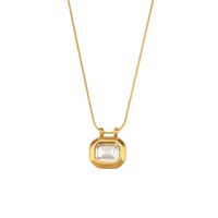 Vintage Style Square Stainless Steel Pendant Necklace Plating Zircon Stainless Steel Necklaces main image 5