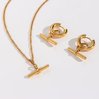 Vintage Style Geometric Stainless Steel Plating Gold Plated Pendant Necklace Hoop Earrings main image 1
