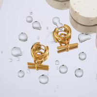 Vintage Style Geometric Stainless Steel Plating Gold Plated Pendant Necklace Hoop Earrings main image 3