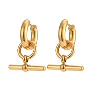 Vintage Style Geometric Stainless Steel Plating Gold Plated Pendant Necklace Hoop Earrings sku image 2
