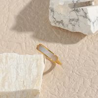 Simple Style Geometric Stainless Steel Inlaid Shell Gold Plated Rings main image 5