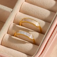 Simple Style Geometric Stainless Steel Inlaid Shell Gold Plated Rings main image 1