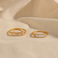 Simple Style Geometric Stainless Steel Inlaid Shell Gold Plated Rings main image 2
