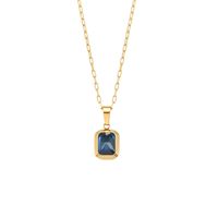 Retro Geometric Square Stainless Steel Pendant Necklace Plating Zircon Stainless Steel Necklaces sku image 3