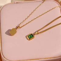 Retro Geometric Square Stainless Steel Pendant Necklace Plating Zircon Stainless Steel Necklaces main image 2