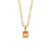 Retro Geometric Square Stainless Steel Pendant Necklace Plating Zircon Stainless Steel Necklaces sku image 2
