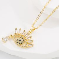 Fashion Devil's Eye Copper Necklace Inlay Zircon Copper Necklaces sku image 1