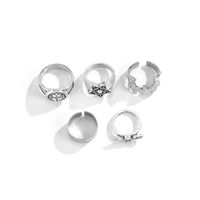 Cartoon Style Star Wings Skull Alloy Rings 5 Pieces main image 4