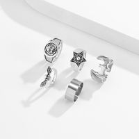 Cartoon Style Star Wings Skull Alloy Rings 5 Pieces main image 2