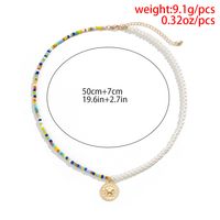 Bohemian Star Beaded Alloy Plating Pendant Necklace sku image 2