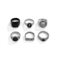 Punk Geometric Letter Skull Alloy Plating Rings 6 Pieces sku image 1
