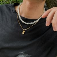Fashion Bear Alloy Pearl Chain Layered Necklaces main image 4