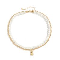 Fashion Bear Alloy Pearl Chain Layered Necklaces main image 5