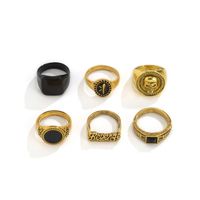 Punk Geometric Letter Skull Alloy Plating Rings 6 Pieces main image 3
